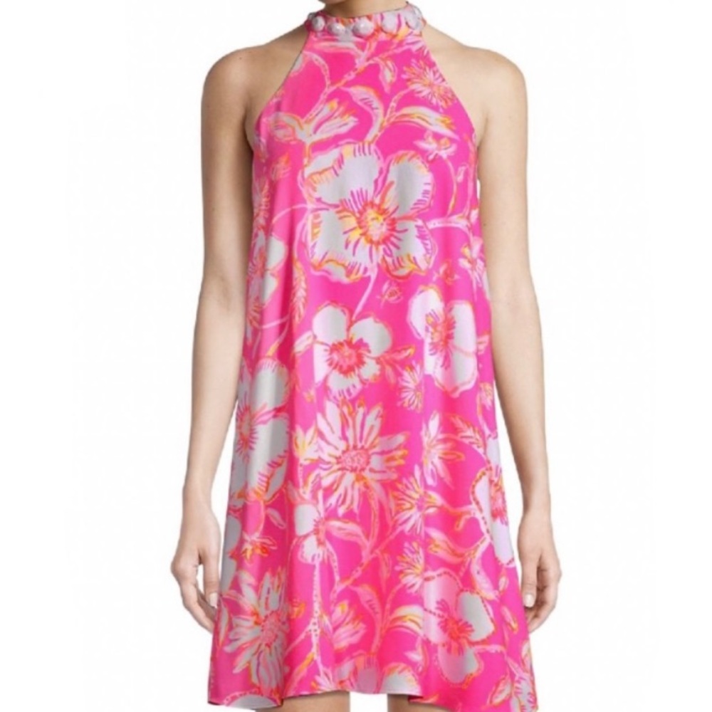 Lilly Pulitzer Alli Prosecco Pink Floral Halter Swing Dress